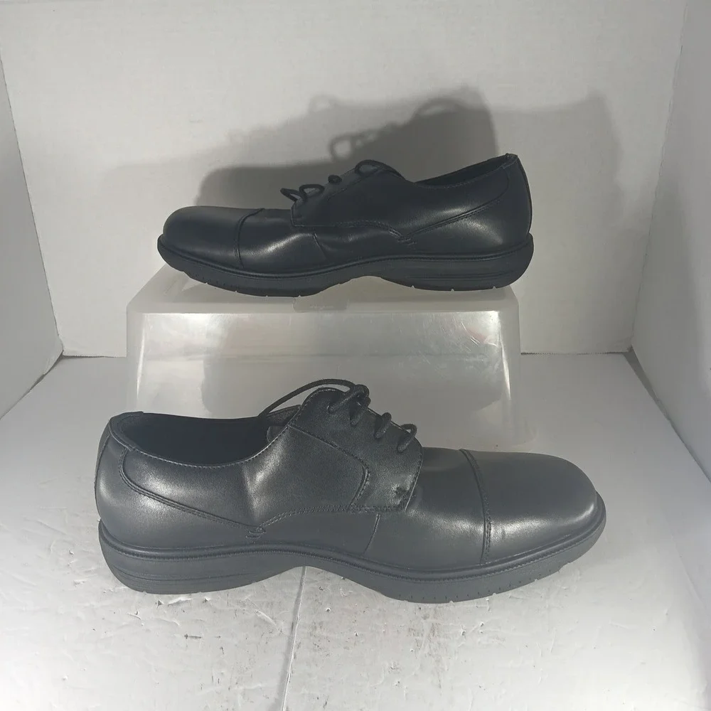 Nunn Bush Cap Toe Oxford 9M Black Leather Comfort Gel Memory Foam Dress Shoes